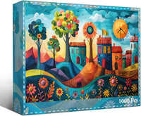1000 Piece Puzzles for Adults, Premium Magic Book Jigsaw Puzzle – Fun for Kids & Family - Colorful Village - image 2