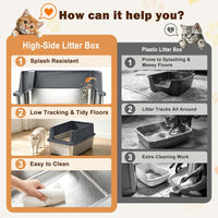 AIPERRO Stainless Steel Litter Box with Lid - Dark Grey / Small - image 3