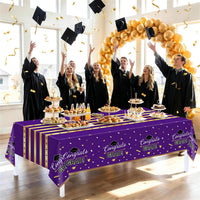 Childom 3 Pack Black and Gold Tablecloths for Events - Purple - image 2