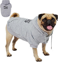 Tuff Pupper Dog Hoodie, Premium Quality Insulated Fabric - Heather Grey / Small (15-25 lbs)