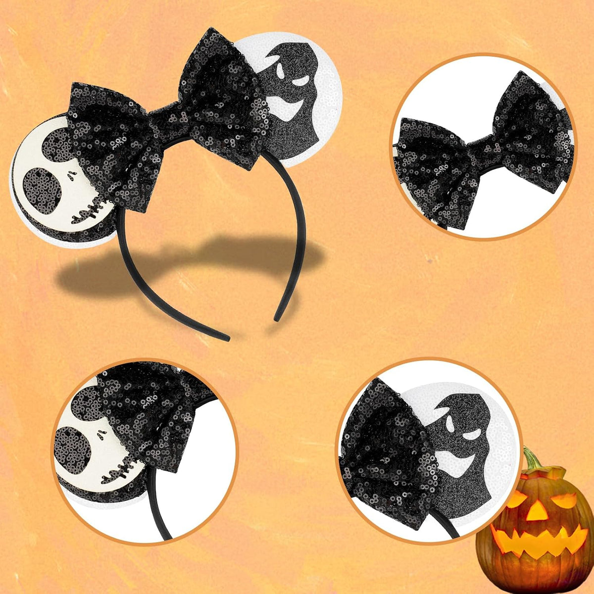 LYLIN Birthday Mouse Ears, Mouse Ears Headband for Women Girls – Fun for Kids & Family - Skull Ghost Bow - image 4