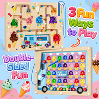 2 in 1 Magnetic Color and Number Maze Double-Sided ABC Alphabet - One Size / Ice Cream - image 2