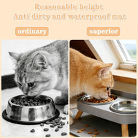 Elevated Cat Bowls with Food Mat - Grey - image 2