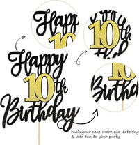 1 PCS Happy 60th Birthday Cake Topper Black Gold Glitter Cheers to 60 - 10th - image 2