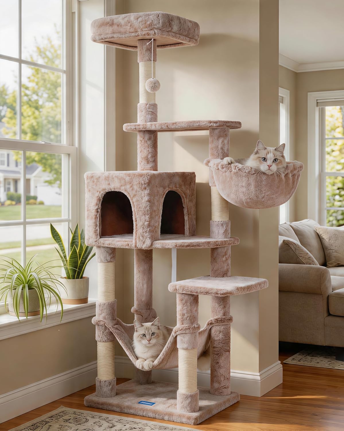 Hey-brother Cat Tree, Multi-Level Sisal Covered Scratching Posts - Muchroom / 60.6 Inches