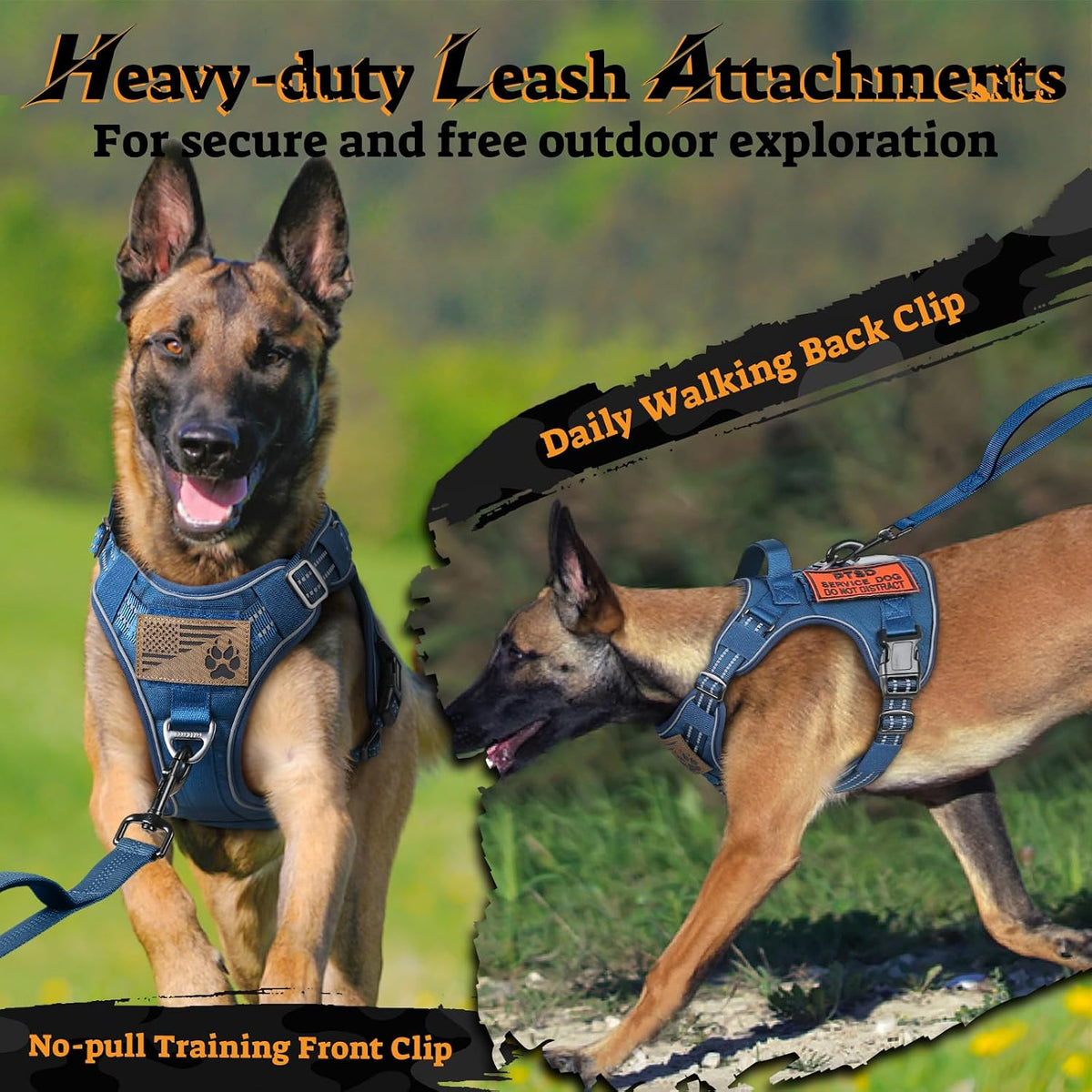 rabbitgoo Tactical Dog Harness for Large - Blue / L(Chest:22"-37",Neck:21.1"-30.3",Back:8.3") - image 3