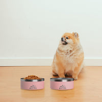 Alpine Set of 2 Stainless Steel Dog Bowls, Non Slip - 32 oz / Black/White - image 2