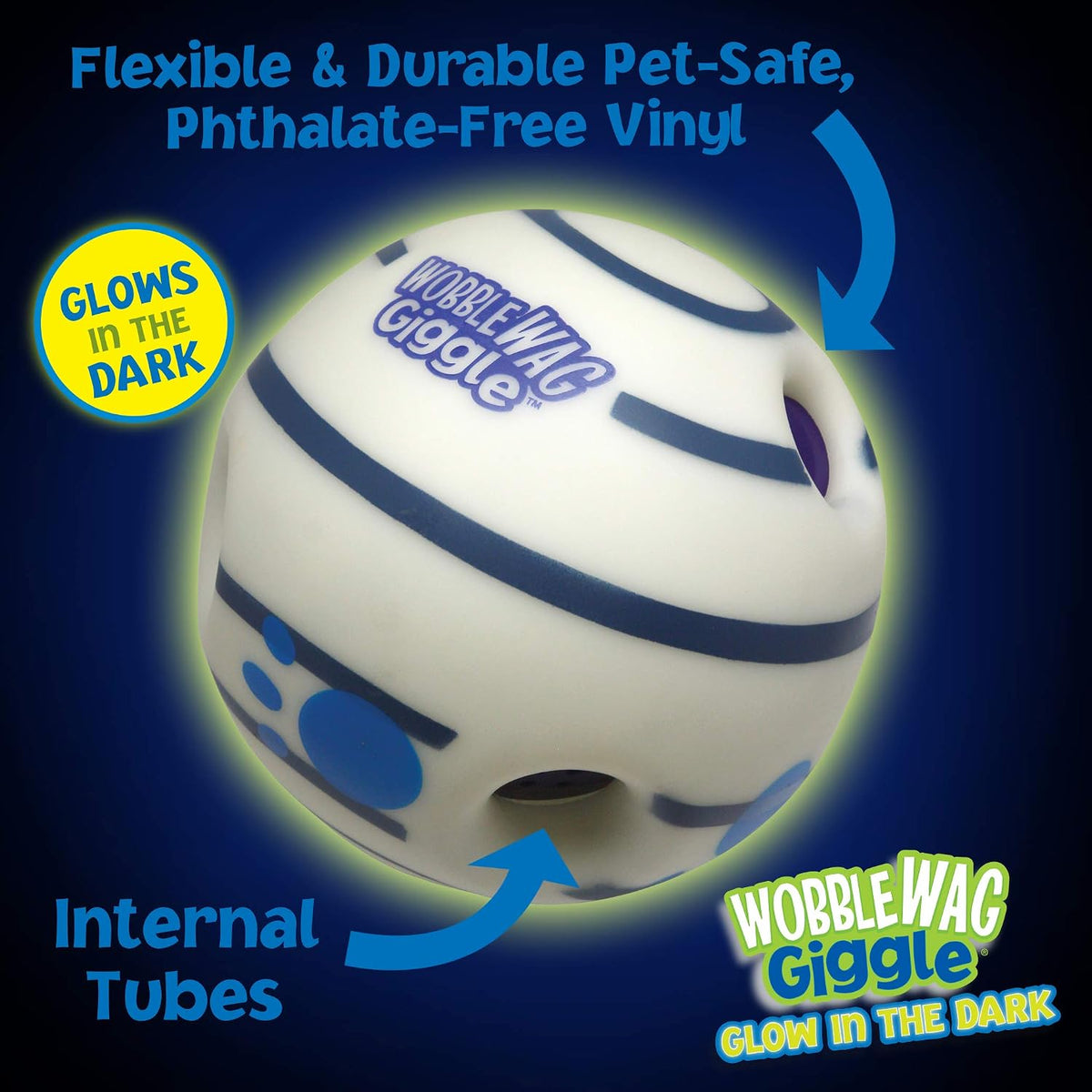 Wobble Wag Giggle Ball, Interactive Dog Toy - Glow In The Dark - image 2