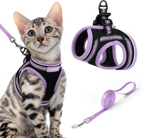 rabbitgoo Cat Harness and Leash Set, Step-in Soft Vest - XL / Black-Light Purple