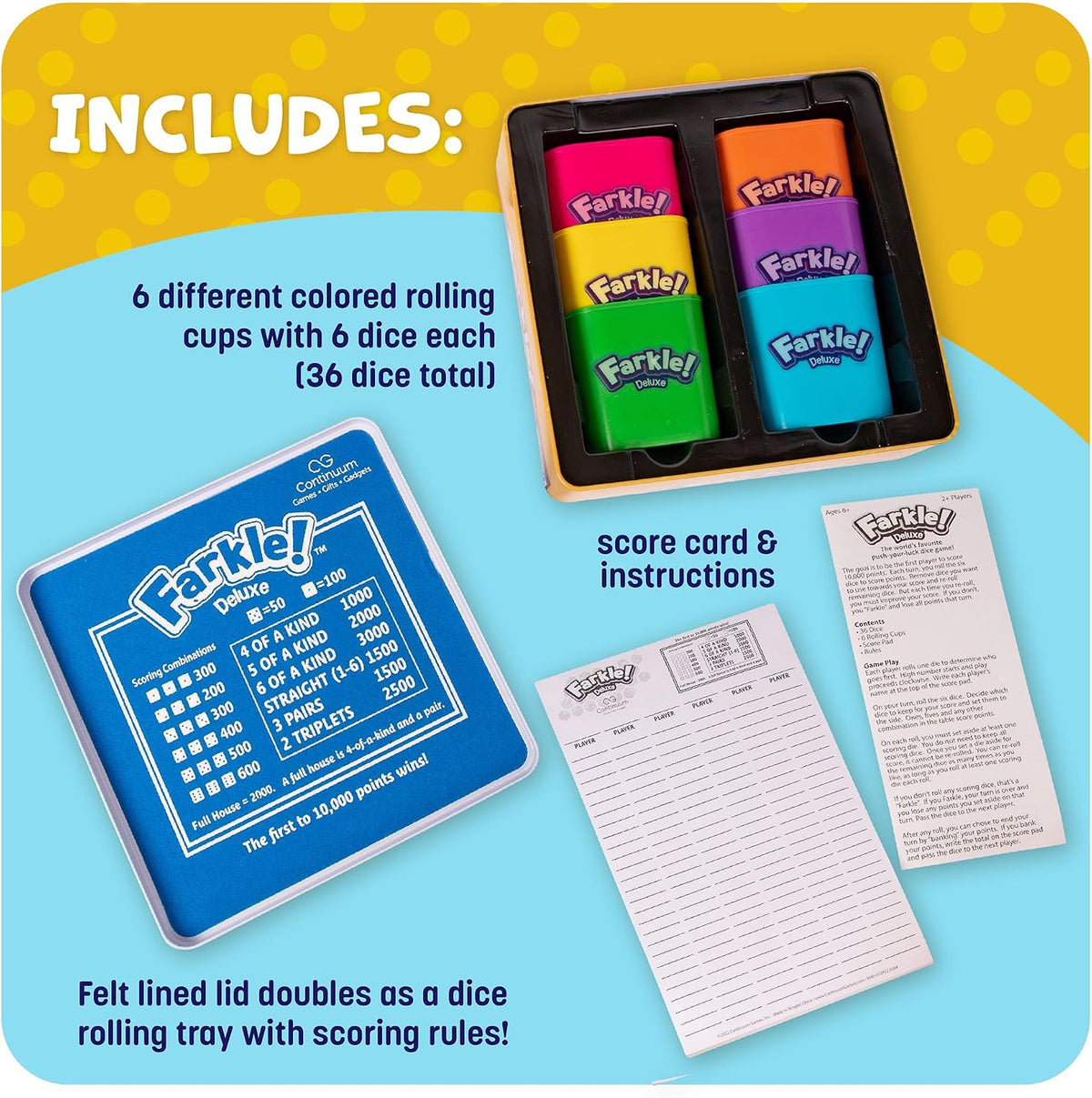 Farkle Deluxe Dice Games Set Includes 36 Colorful Dice - Deluxe - image 4