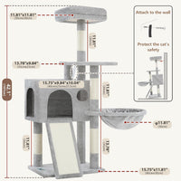 Cat Tree Tower 42'' with Condo, Indoor Scratching Post GCT005SG – Essentials for Cats - Light gray / 42 inch - image 4