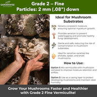 Organic Fine Vermiculite for Indoor Gardening Plants and Mushrooms – Enhances Soil Aeration, Seed Germination, Rooting Cuttings – Small Packages and Bulk (Vermiculite Grade 2 – Fine, 15 quarts)