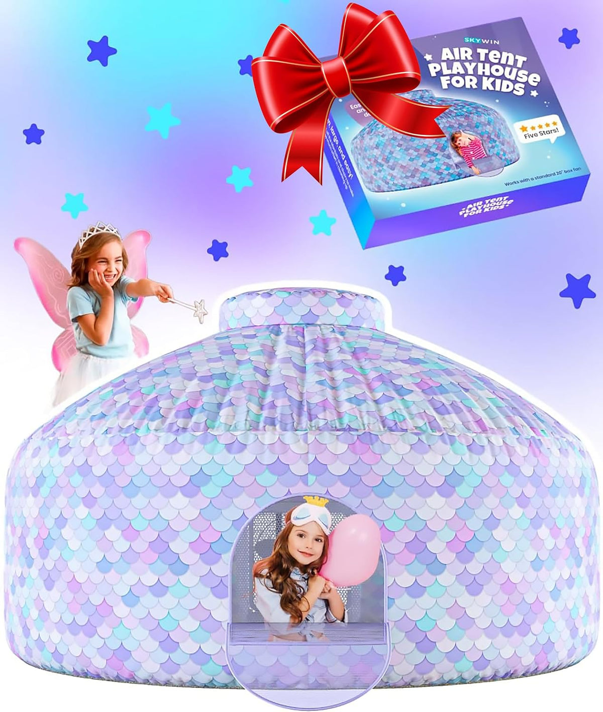 Air Tent for kids Door 77 x 50 in - Mermaid Magic Fort