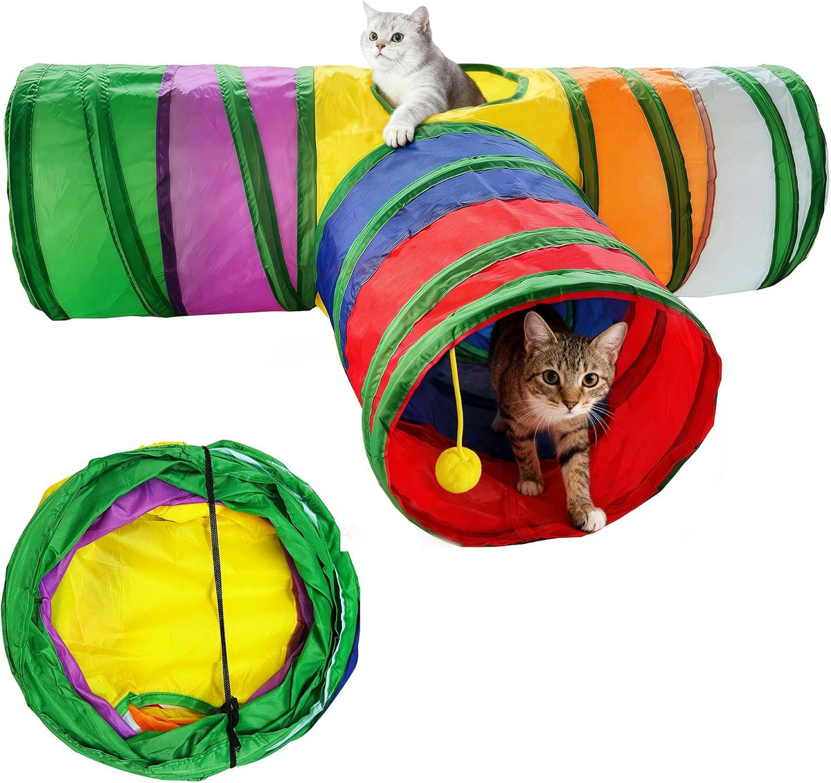 Cat Tunnel, Cat Tunnels for Indoor Cats - Mini Cat Tunnel Toy Rainbow