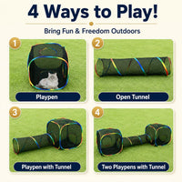 Portable Cat Enclosure, Foldable Playpen for Indoor Cats - 2 Cube + 2 Way Tunnel (no tent) - image 3