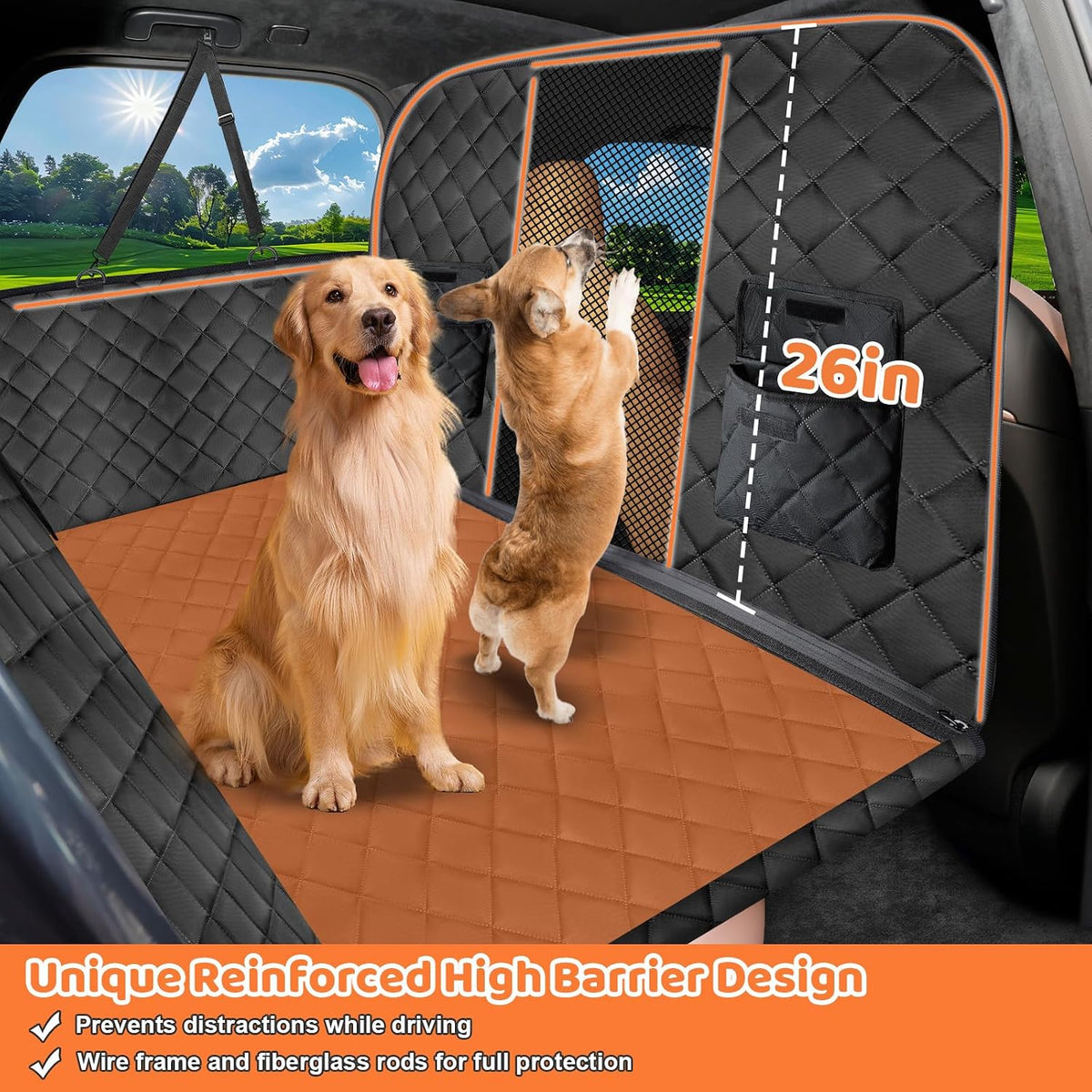URPOWER Back Seat Extender for Dogs - Dark Black / M - Cars / Full Size SUVs - image 3