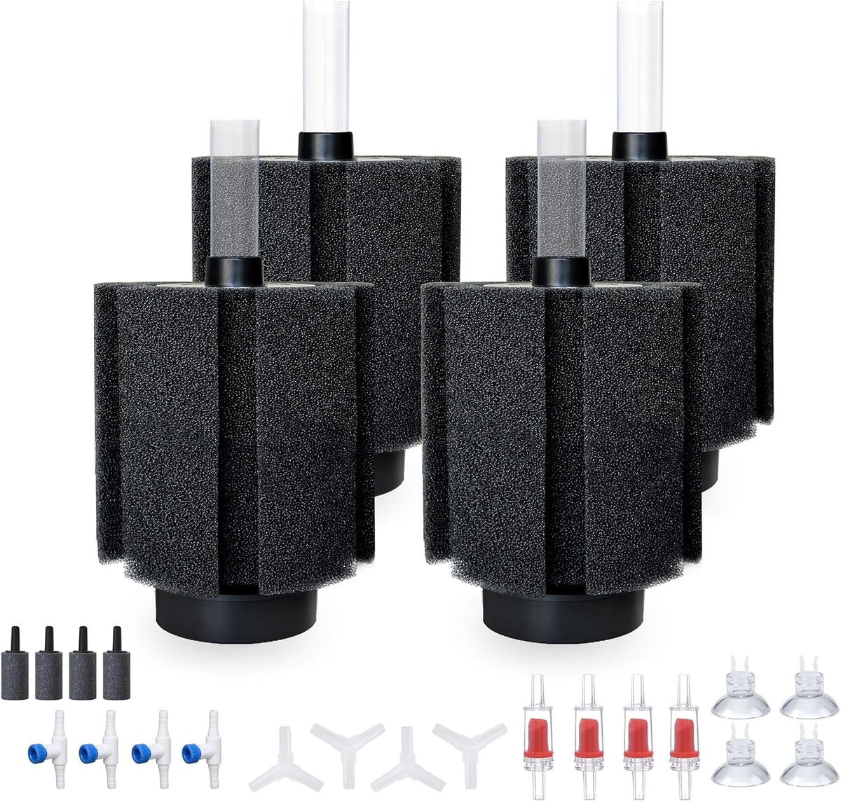 ALEGI 4 Pcs Large Aquarium Sponge Filter for 40-80 Gal Betta Fish Tank – Essentials for Fish - (Upgrade) 40-80 Gal 4 Pcs