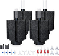 ALEGI 4pcs Large Aquarium Sponge Filter with Suction Cups, Check Valves for Breeding Fry Betta Shrimp Fish Tank ((Upgrade) 40-80 Gal 4 Pcs)