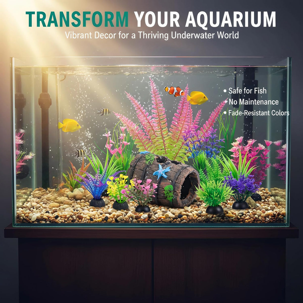 Ameliade 11 Aquarium Plants & Fish Tank Broken Barrel Cave - image 4