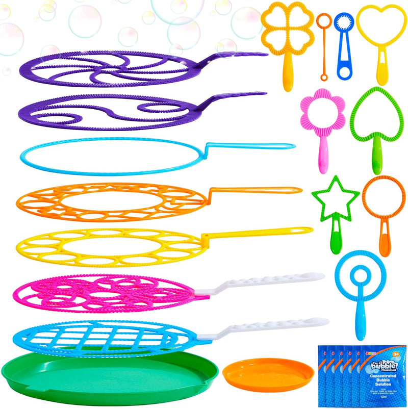 JOYIN Big Bubble Wands Set Bulk for Kids Summer Outdoor Toy Game - Assorted