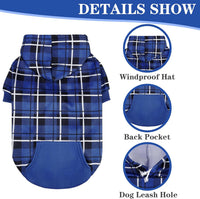 Plaid Dog Hoodie - British Style Warm Dog Sweater Shirt with Leash Hole,Pitbull Clothes - Navy Blue / S-Medium - image 3