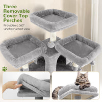 Globlazer Cat Tree Tower for Multiple Adult Cats, F82 - 82 inch / Light Grey - image 3