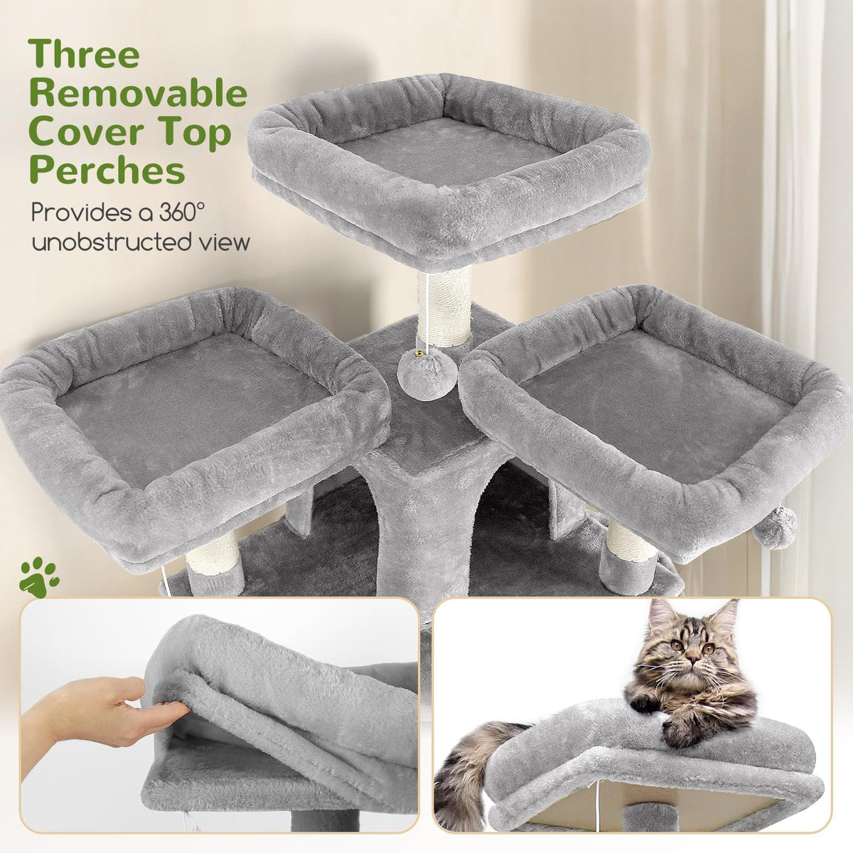 Globlazer Cat Tree Tower for Multiple Adult Cats, F82 - 82 inch / Light Grey - image 3