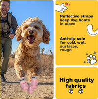 Dog Boots Waterproof Dog Shoes for Medium Large Dogs - Pink / Width 2.75 in - image 4