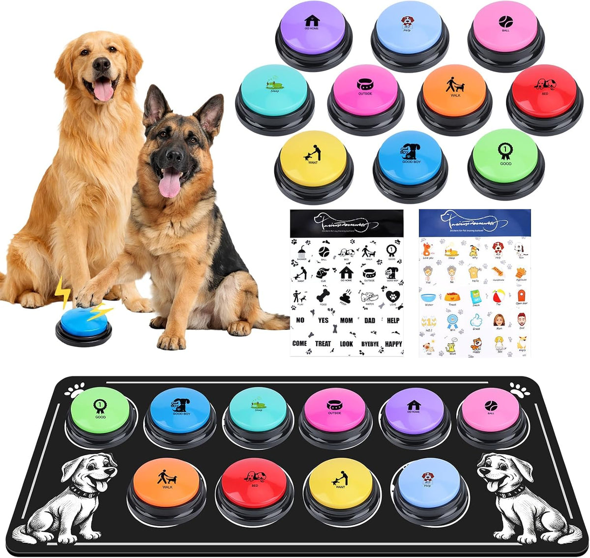 Dog Buttons for Communication, 10 Color - 10 colors,10 pcs