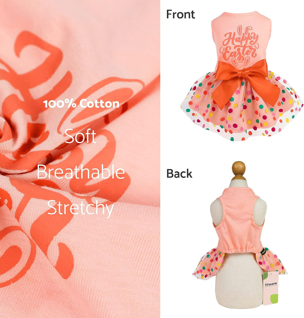 Fitwarm Birthday Girl Dog Tulle Dress - Small / Happy Easter - image 2