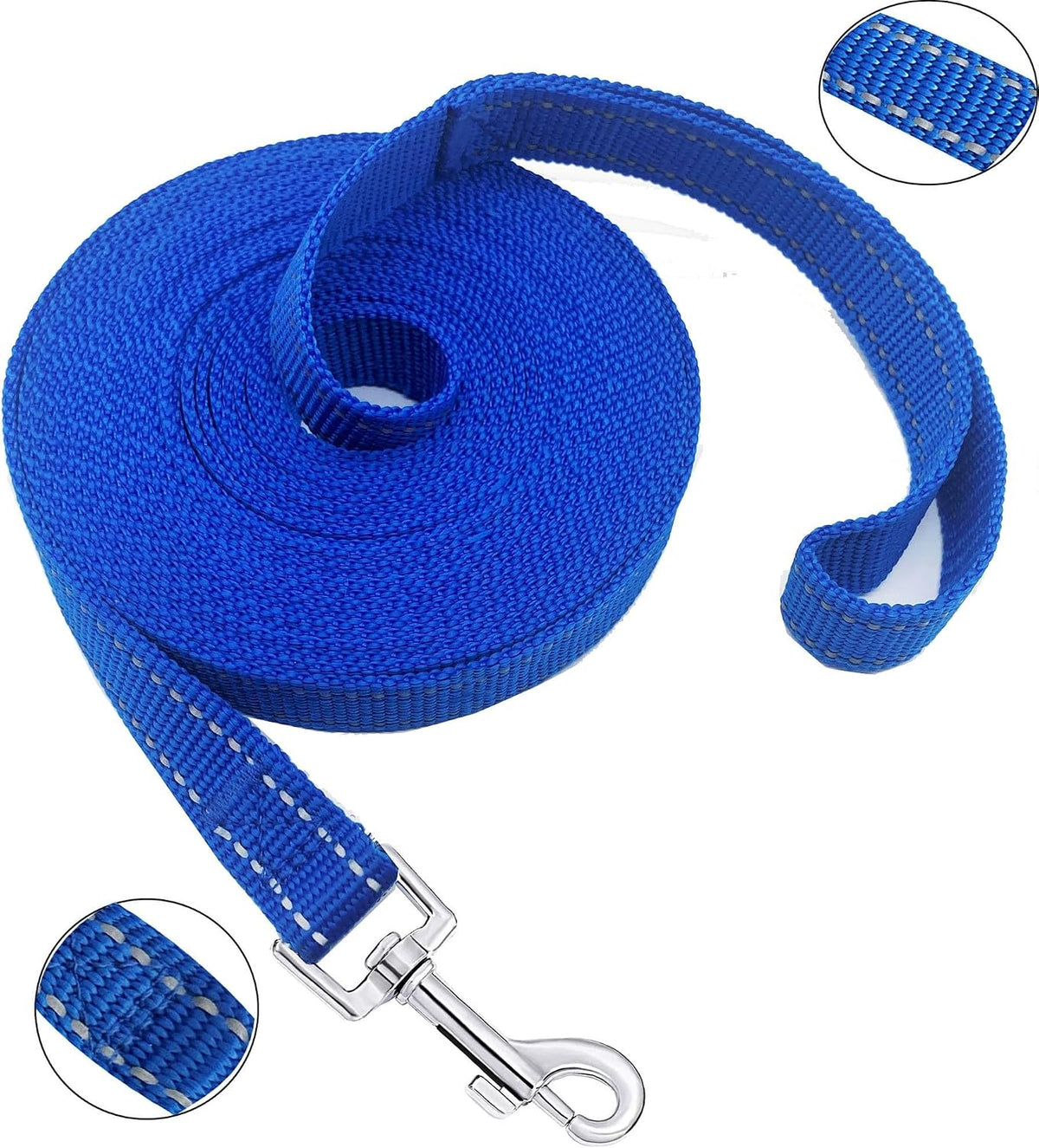 Nylon Training Dog Leash for Small Medium Large Dogs, Camping - Reflective Blue / 100ft - image 2