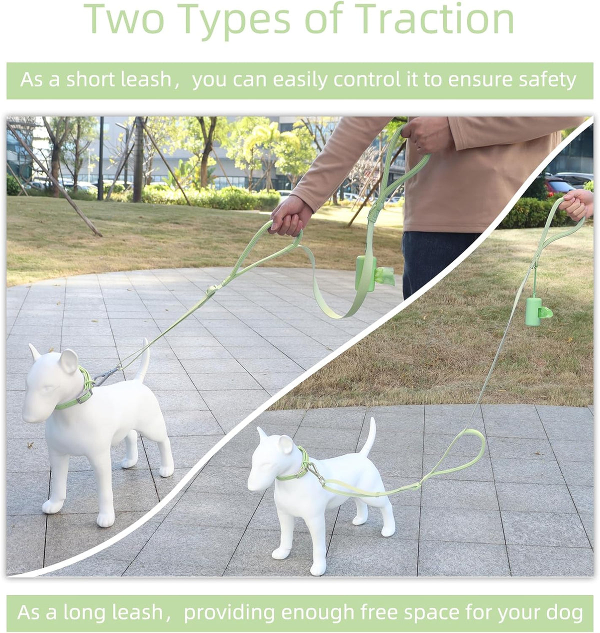 Wisedog Two Handles Dog Leash, Lilac - Sage Green / M - image 4
