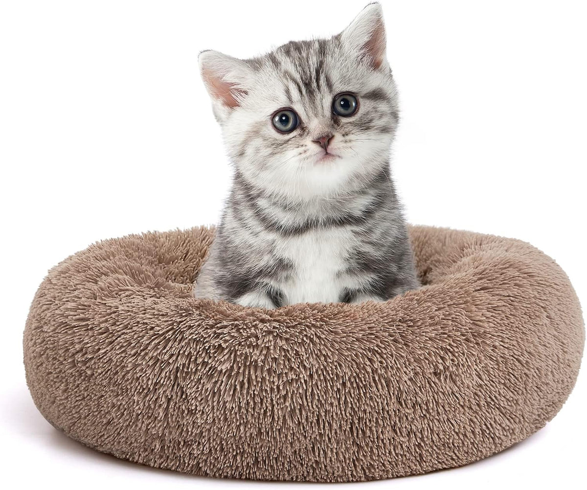 MIXJOY Orthopedic Dog Bed Comfortable Donut Cuddler Round Pet Beds - XS(20’’x 20’’) / Brown