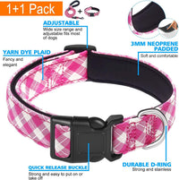 Ladoogo Reflective Dog Collar Padded with Soft Neoprene - Pink/White / Medium - image 3