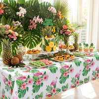 NatNarr 3 Pack Wood Grain Plastic Tablecloths - Hawaiian Luau - image 3