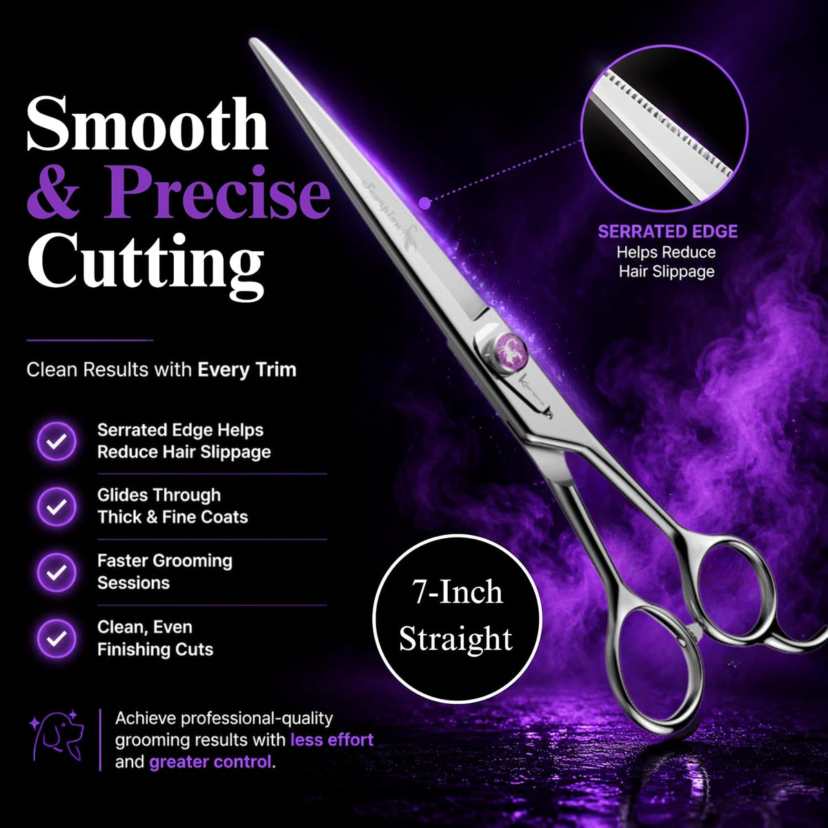 Kenchii Scorpion Dog Grooming Scissors 7in Curved - 7" Straight - image 3