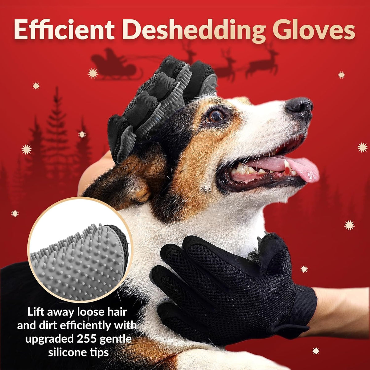 Pet Hair Removal Glove with 255 Silicone Tips for Dogs & Cats - Gray - image 2