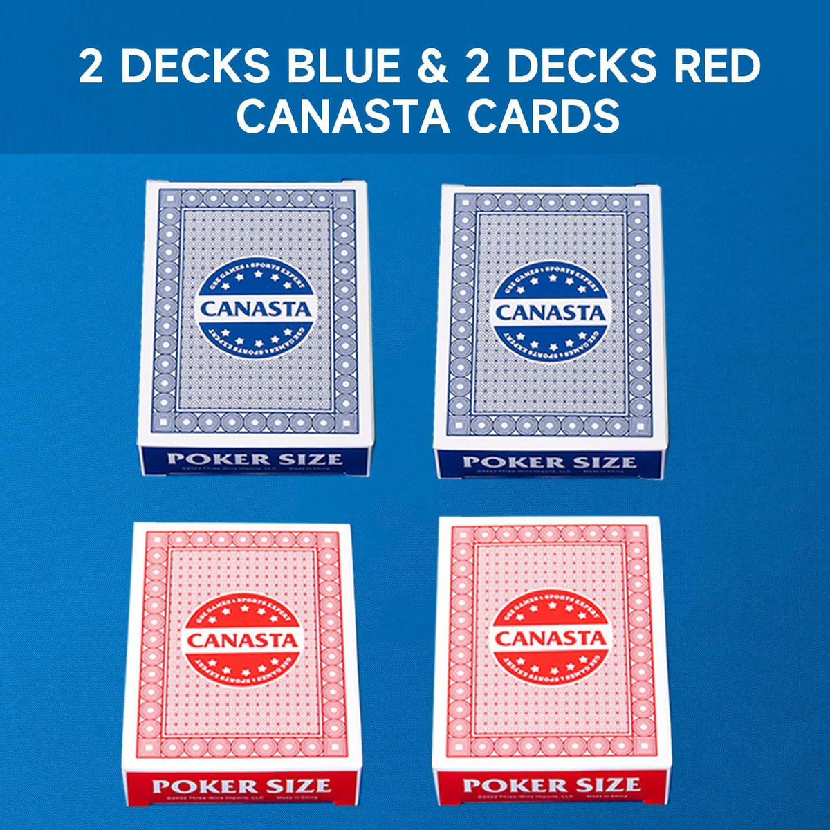 GSE canasta cards, 6-deck blue set with printed point values - view 28