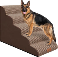 Zerbuger Dog Ramp and Stairs for Bed, Coffee 3 Steps 16" H - Coffee / 5