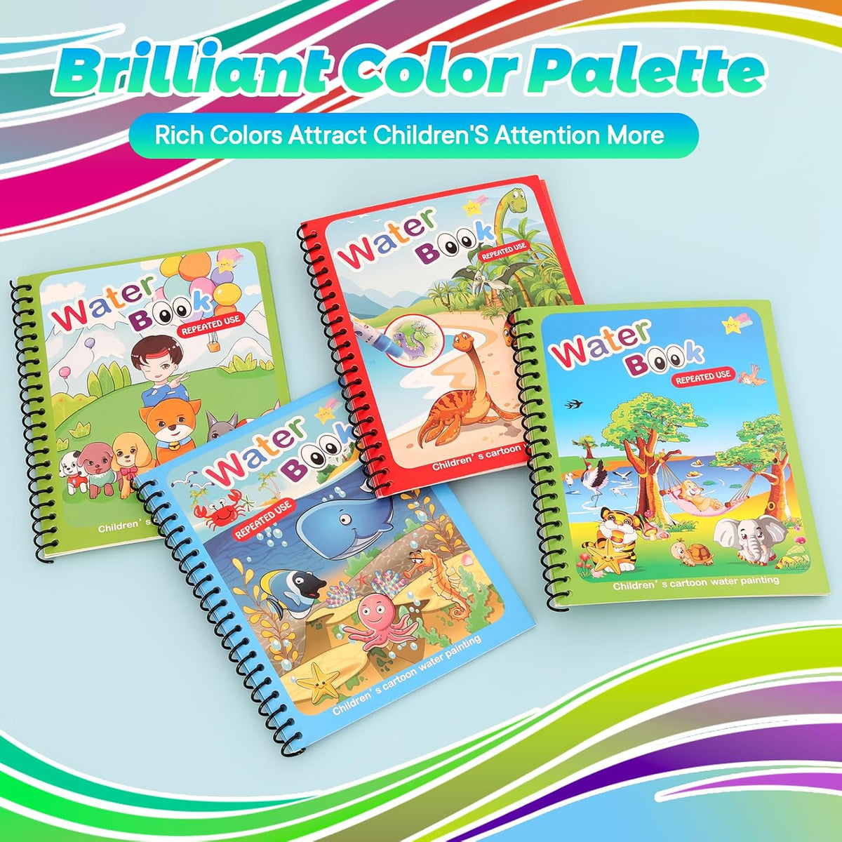 5 Pack Reusable Water Coloring Book for Toddlers – Fun for Kids & Family - Coloring Book / 4 Pack - image 3