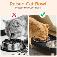 Elevated Cat Bowls Set - Raised Cat Food and Water Bowl Set with Non Slip Stand - Pet Feeding - Black - image 3