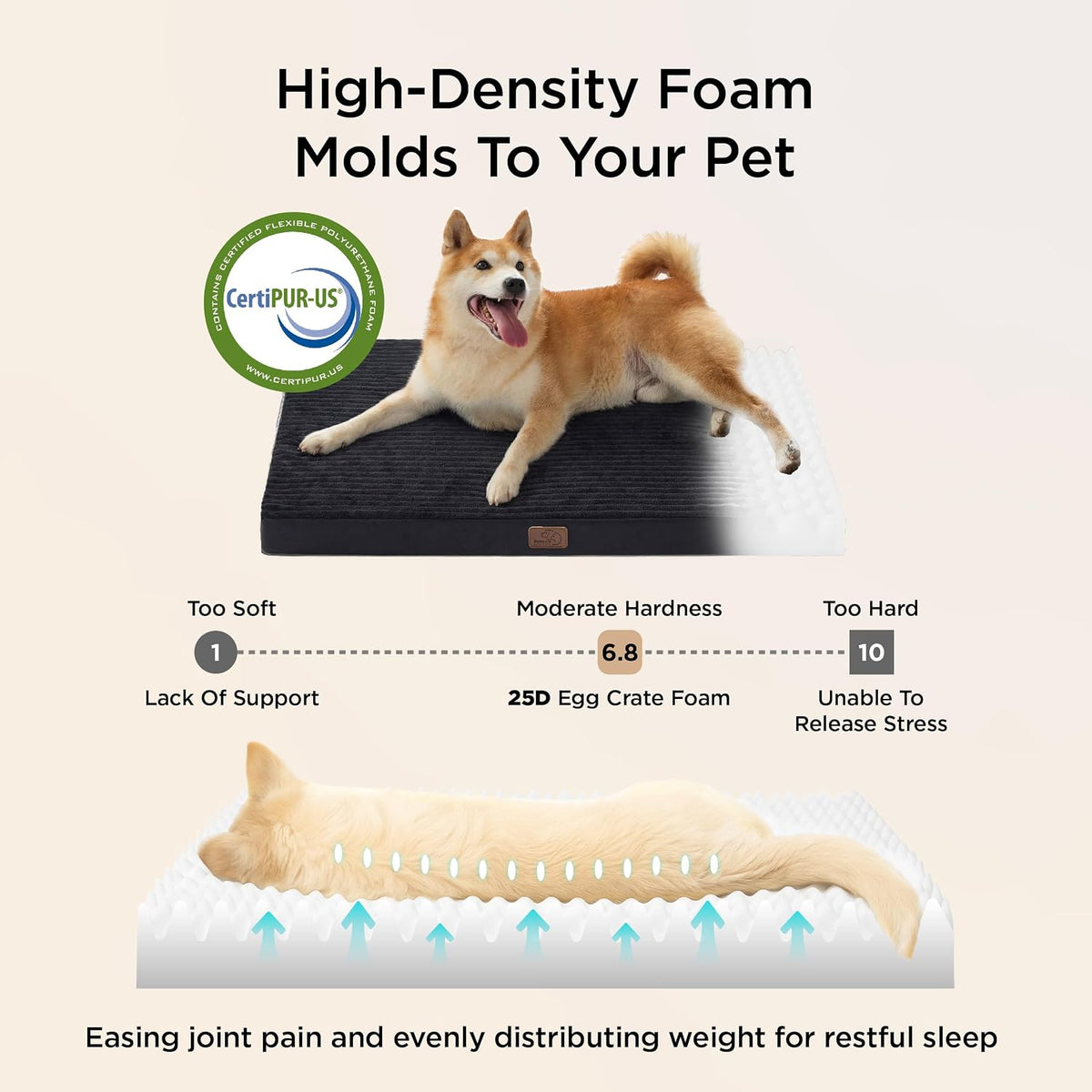 Bedsure ComfyFleece Large Dog Bed for Crate with Washable Cover - 35x22x2.8 / Black - image 3