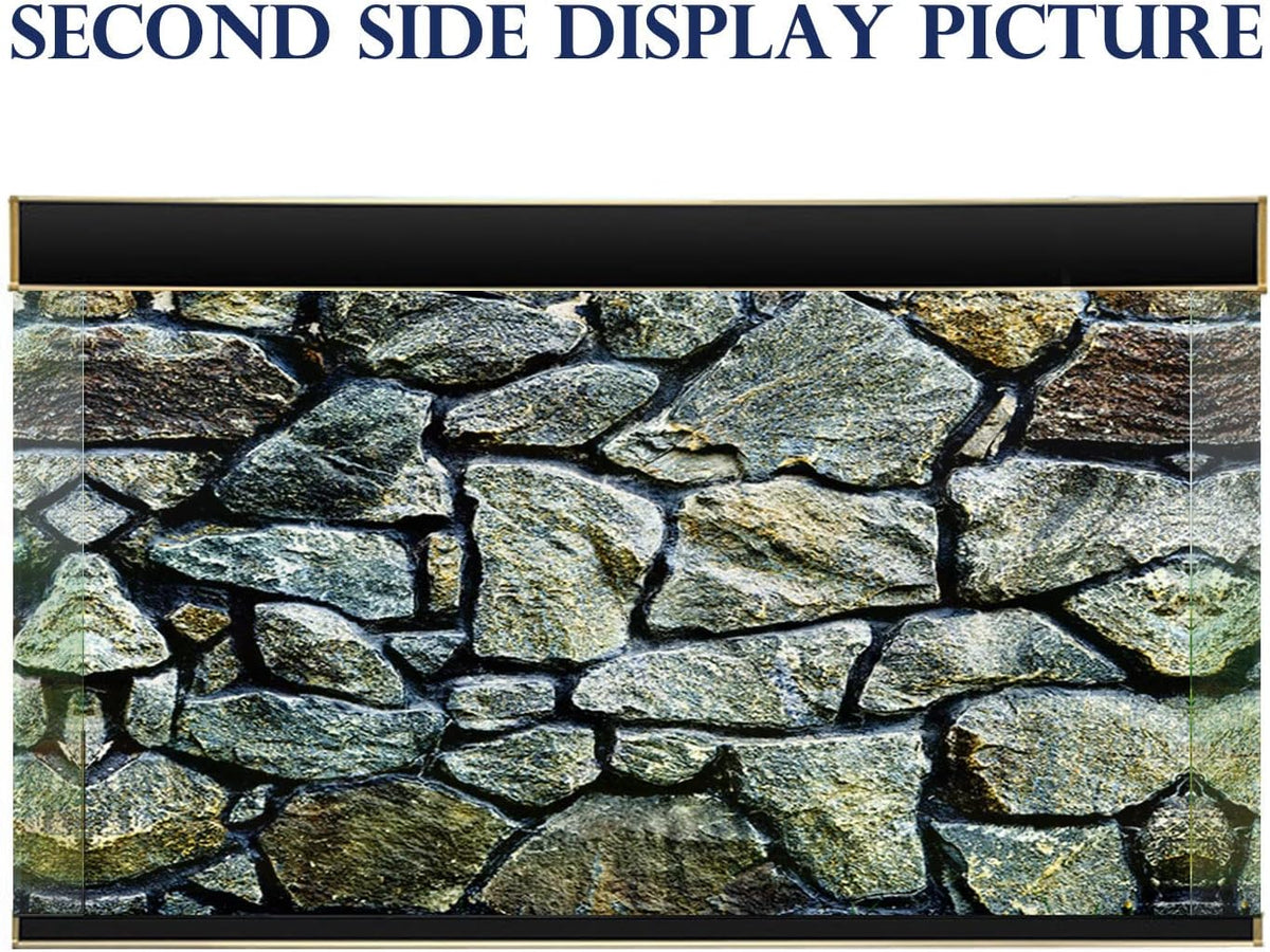 ELEBOX Fish Backgrounds Paper Double Sides 3D Stone & Trees Aquarium - H:15.7"x L:40.2" / N - image 3