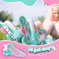 SULIFEEL Rainbow Unicorn Adjustable Kids Inline Skates for Girls Boys – Fun for Kids & Family - A Rainbow / Medium - Big Kid - image 2