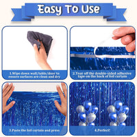 Voircoloria 2 Pack Gold Foil Fringe Backdrop Curtains - Dark Blue / 4 - image 4
