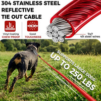 Tie Out Cable for Dogs, 50FT Dog Leads for Yard Chew Proof, Heavy Duty Leash for Large Dogs Up - 250lbs / 20ft / Red - image 3