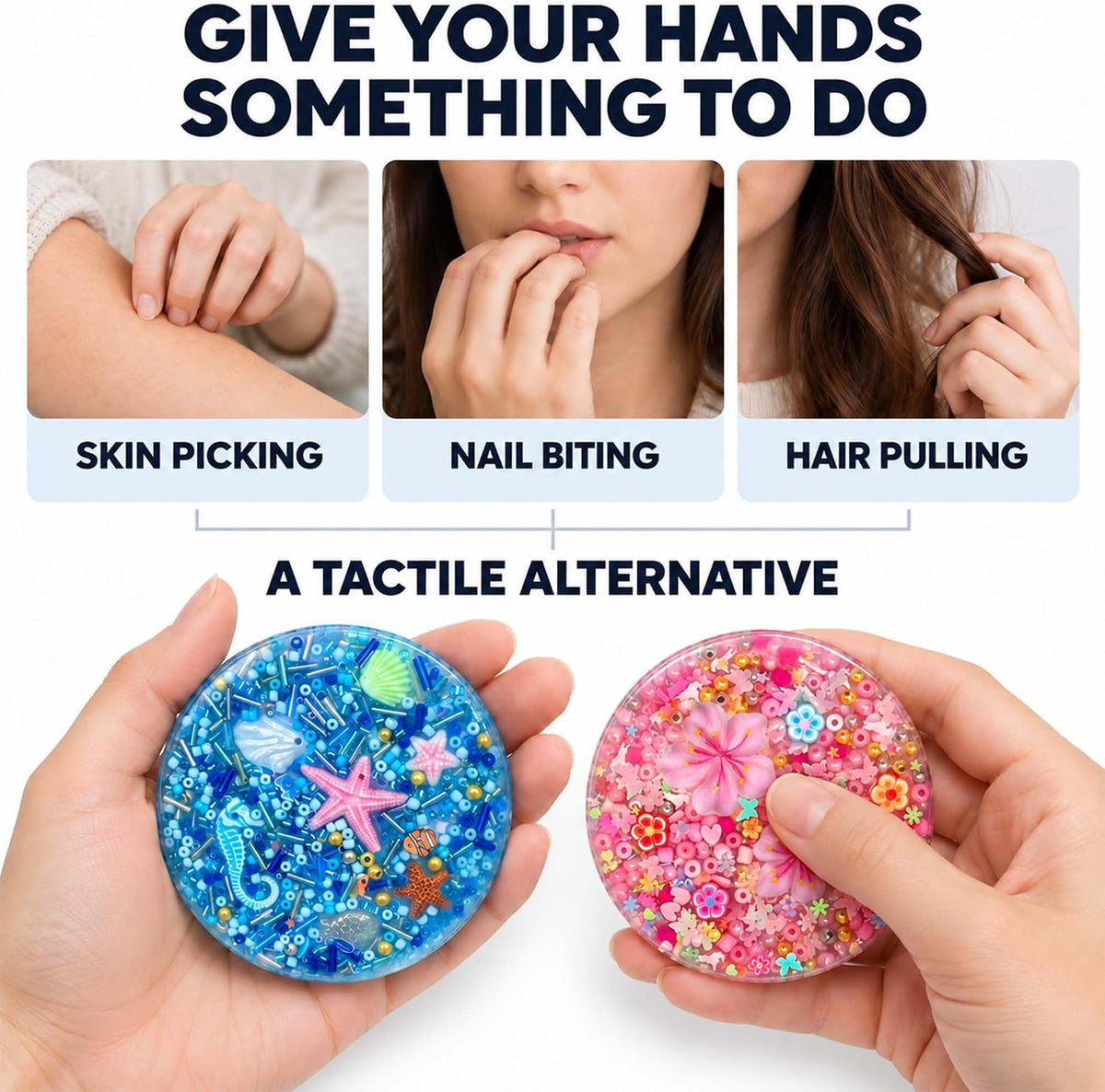 Picky Pad skin picking fidget toy 2-pack in flower and ocean designs - view 3