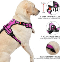 NESTROAD No Pull Dog Harness,Adjustable Oxford Dog Vest Harness with Leash,Reflective No-Choke Pet Harness with Easy Control Soft Handle for Large Dogs(X-Large,Fuchsia Pink)