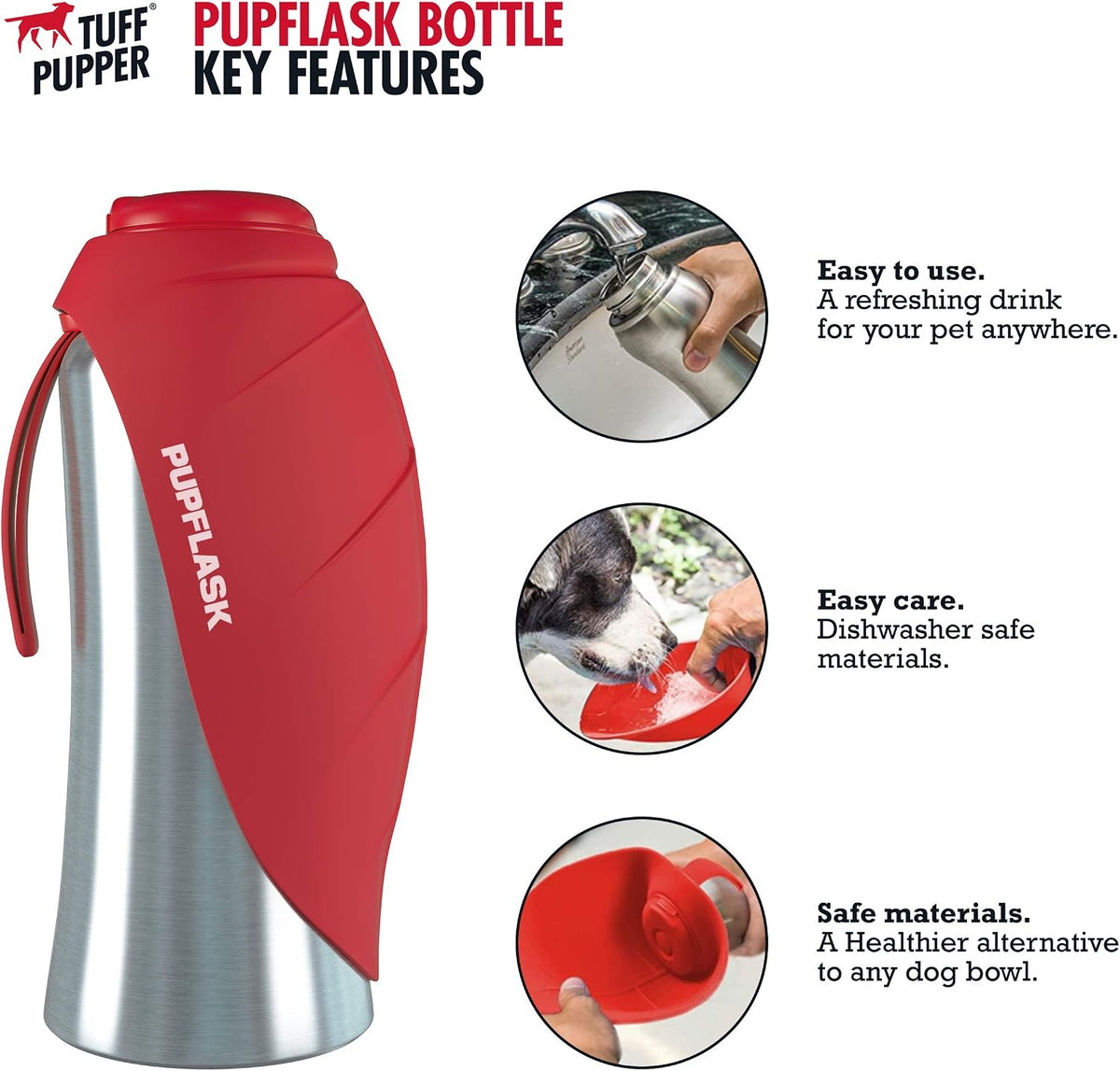 PupFlask Large Dog Water Bottle - 27 Ounce / Crimson Red - image 2