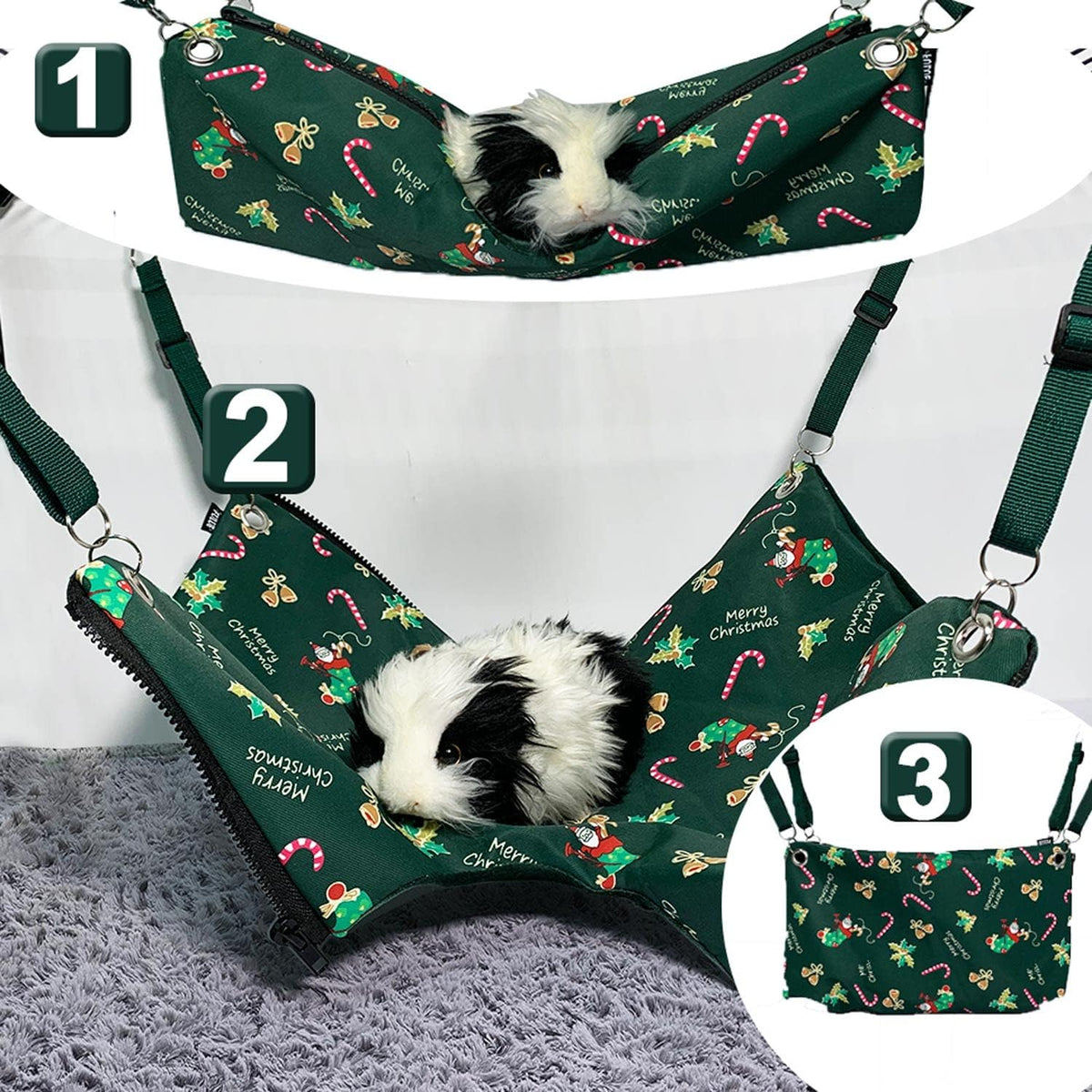 Ferret Rat Hammock Tent Hanging Tunnel Cage Accessories Set for Small - Christmas Green - image 4